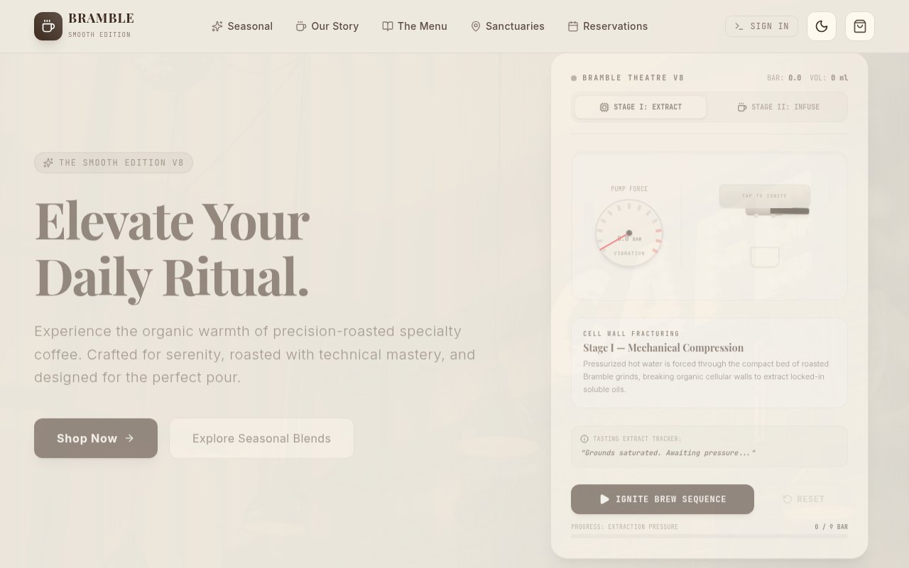 Bramble Cafe — live front-end home page
